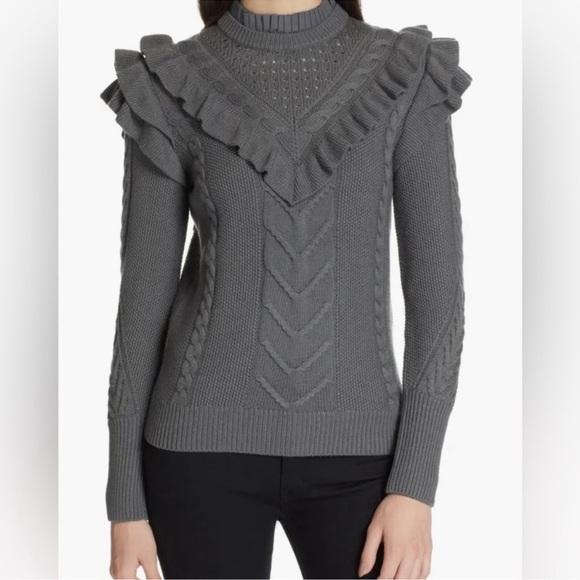 Ted Baker Sweaters - Ted Baker Denita Ruffle Yolk Sweater Charcoal